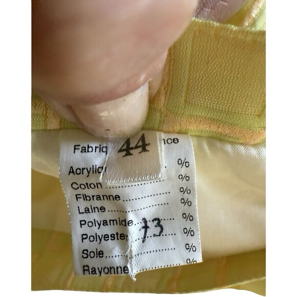 Vintage M Daquin Paris Yellow Jacquard Skirt Suit Set Mod Retro 60s Boxy Jacket - Picture 12 of 12